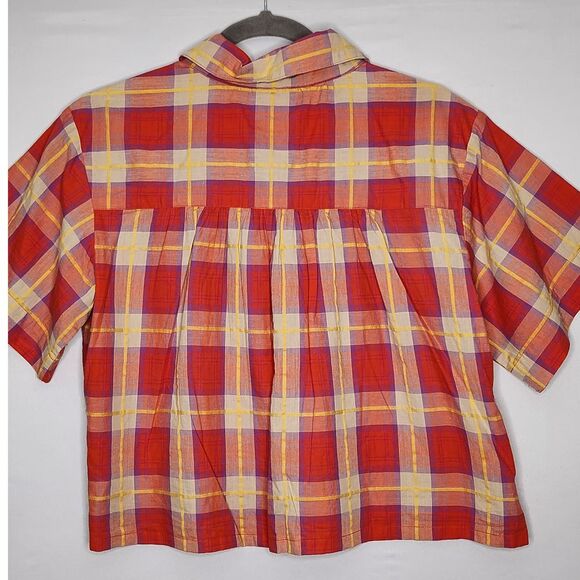 THE GREAT. The Cruise Linen-Blend Top Women's Size 0 Cotton/Linen Orange Purple - Picture 4 of 11